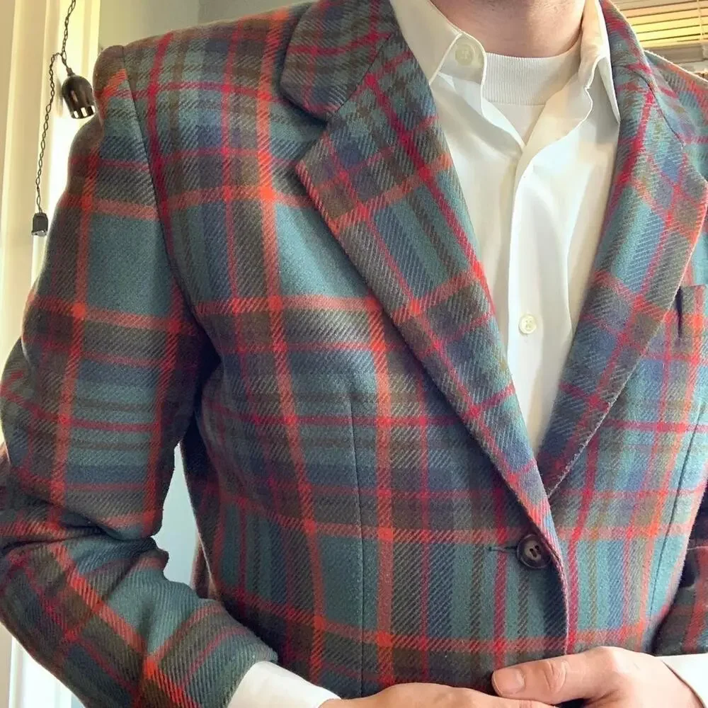 Vtg 80s gap plaid gap blazer large